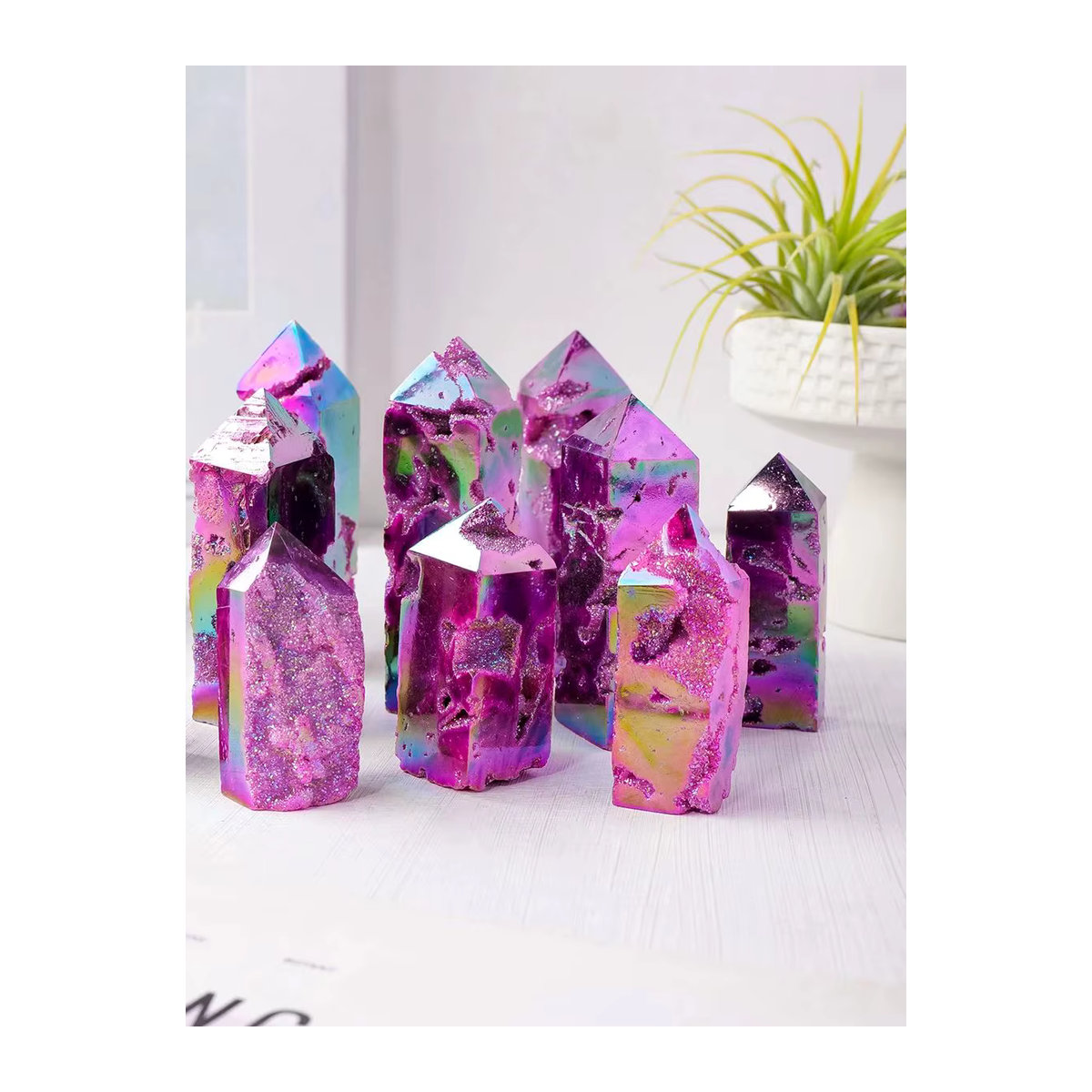 Aura Rose Sphalerit Kristall Prisma als dekorativer Regenbogen-Rohstein in Rosa und Mehrfarbig - Bild 7