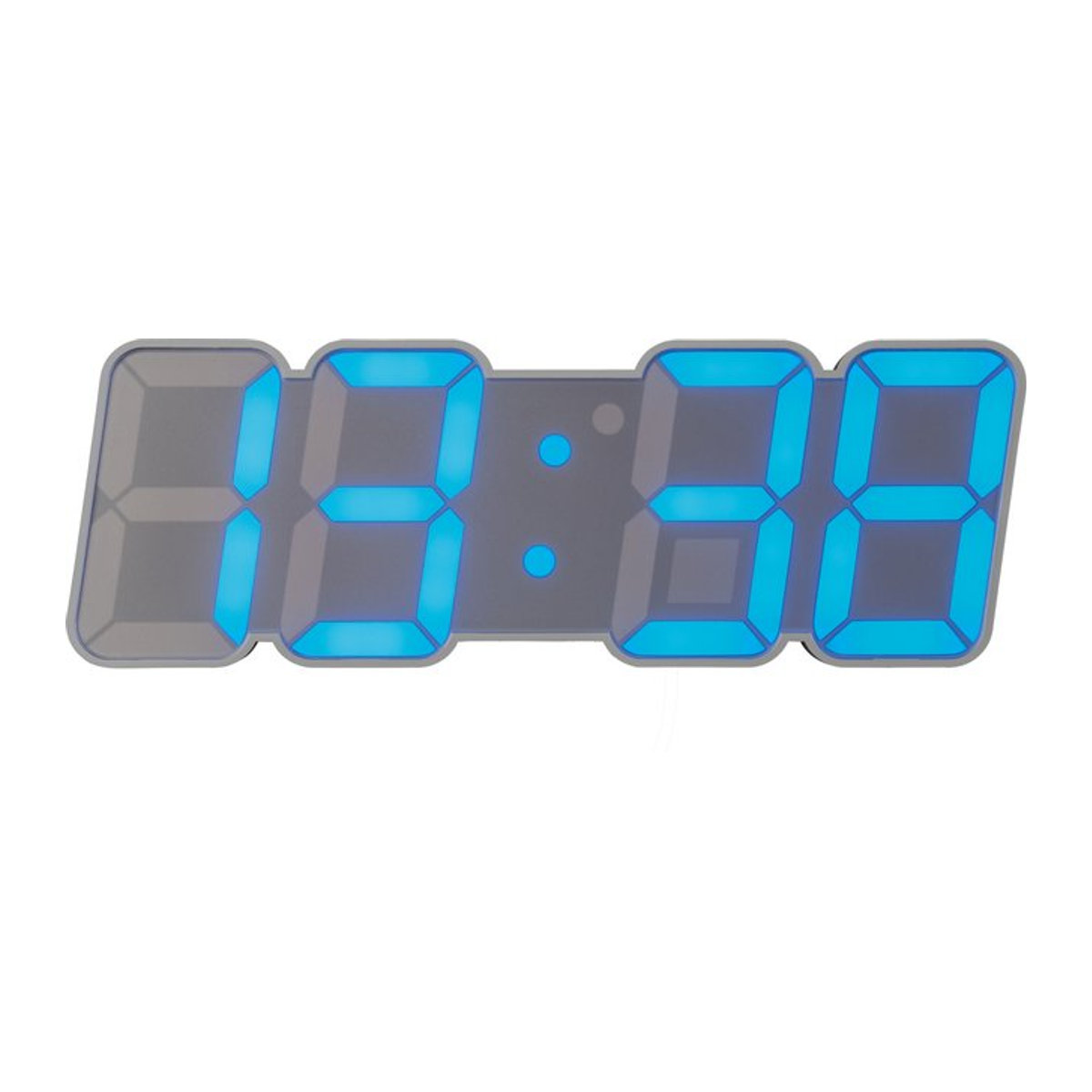 AURIOL LED Wand- und Tischuhr mit Infrarot-Fernbedienung, Digitalanzeige, Thermometer und Datumsanzeige, Weiß/Blau, B: 23,5 cm, H: 23,5 cm, T: 9,2 cm - Bild 1