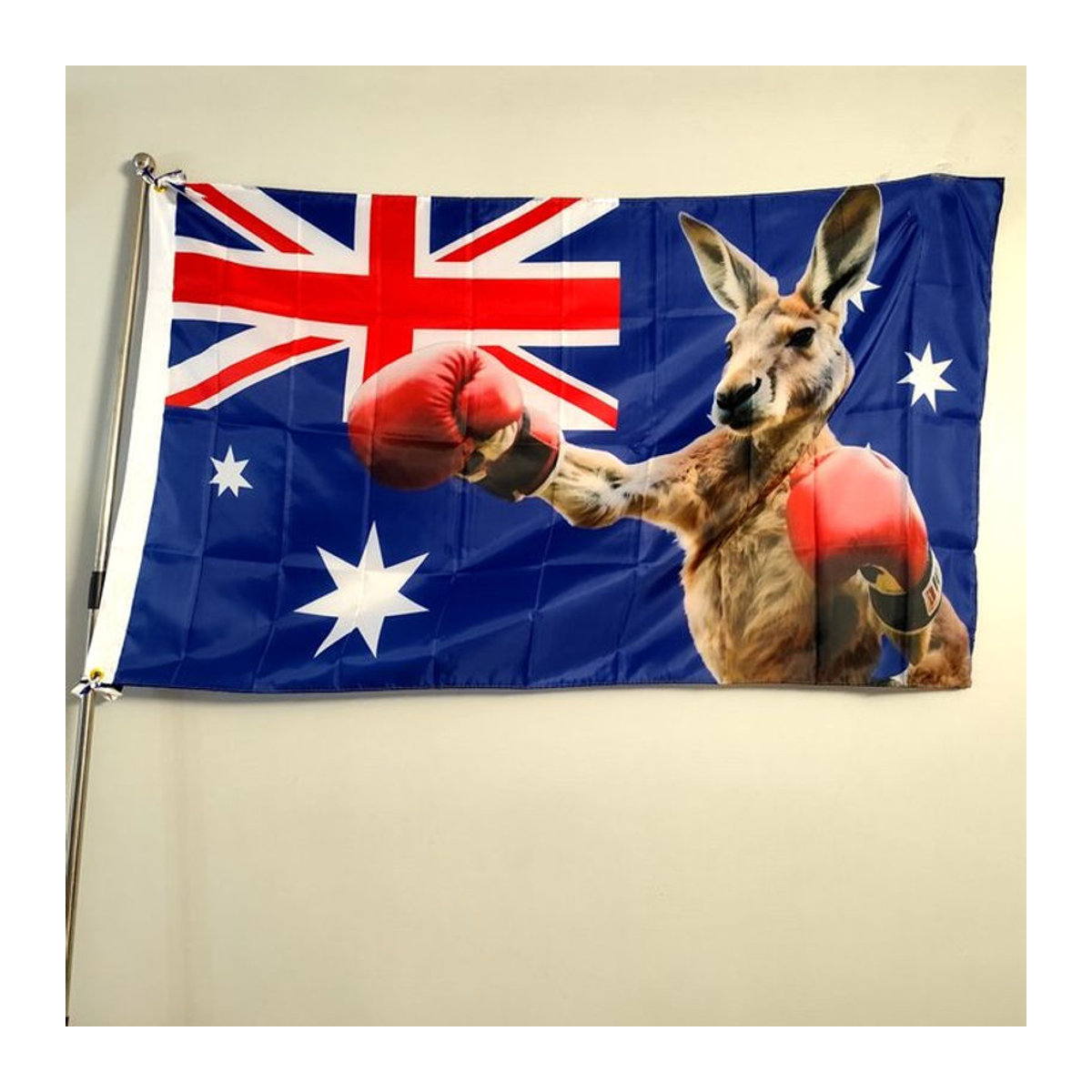 Australien Flagge mit Känguru-Motiv aus Textil, mehrfarbig, B: 150 cm, H: 90 cm - Bild 1