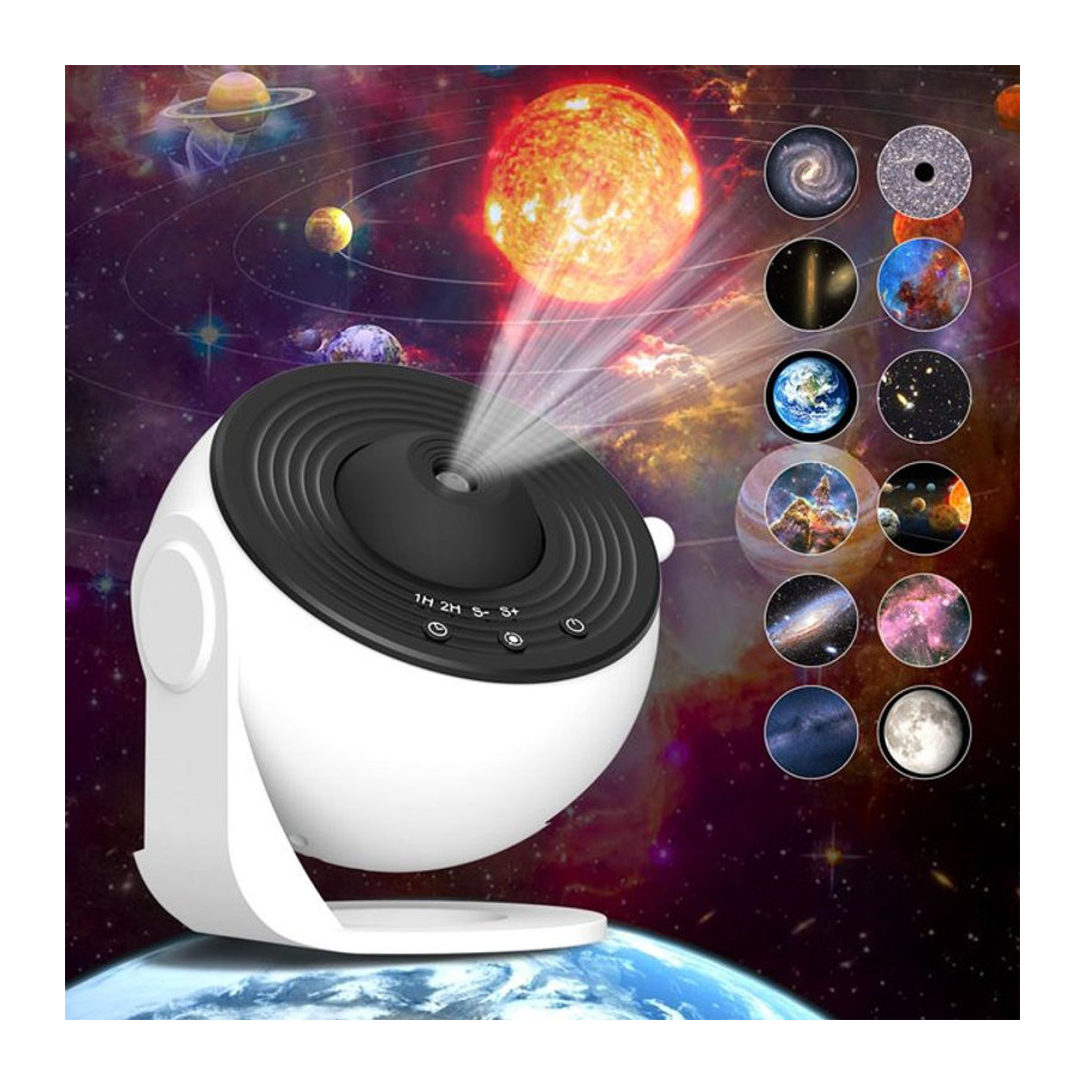 AUSYLE Galaxien Projektor Nachtlicht mit 13 Filmscheiben für Kinder und Schlafzimmer in Weiß - Bild 1