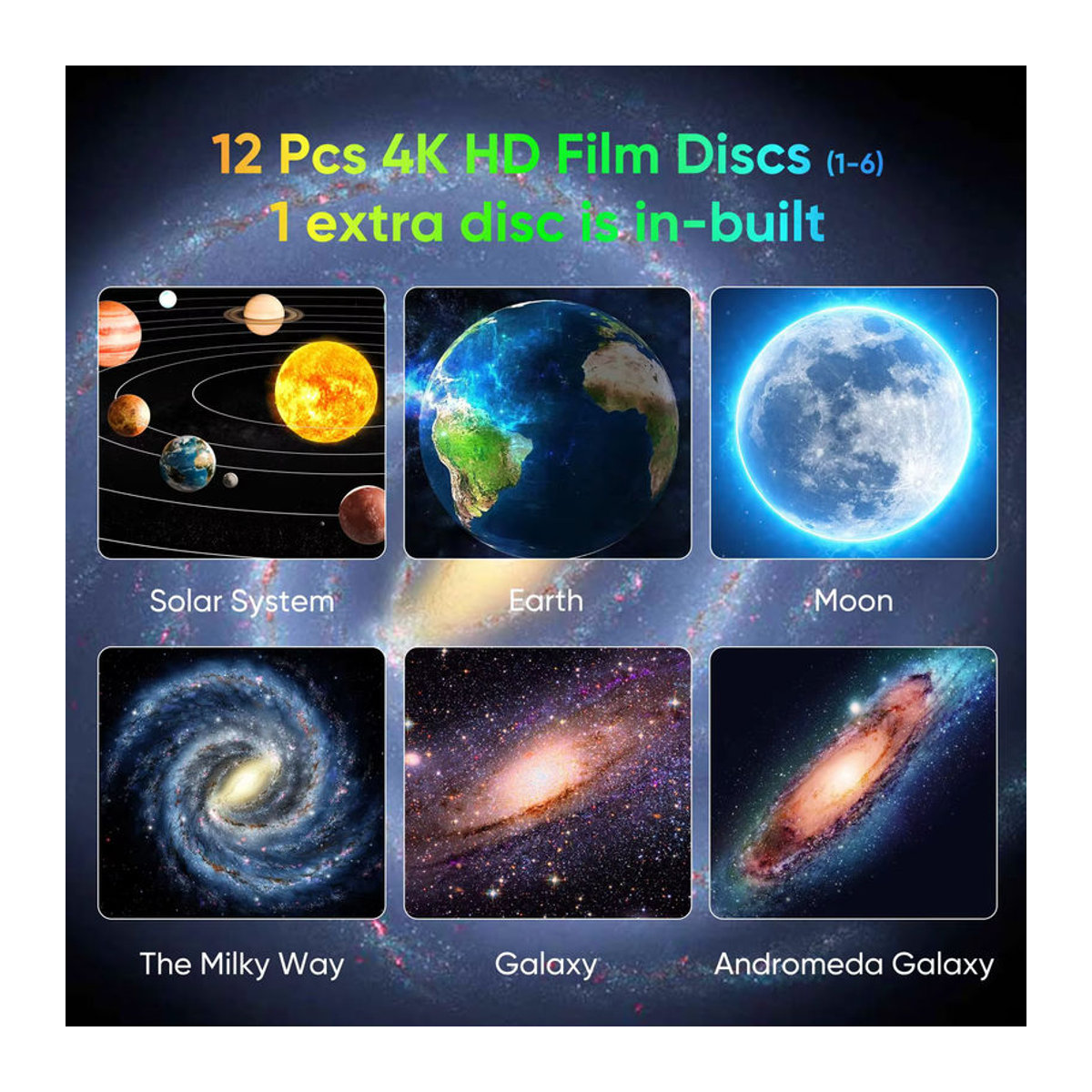 AUSYLE Galaxien Projektor Nachtlicht mit 13 Filmscheiben für Kinder und Schlafzimmer in Weiß - Bild 2