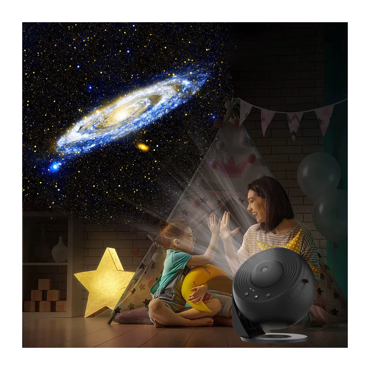 AUSYLE Planetarium Projektor Galaxie Nachtlicht in Schwarz für Kinderzimmer und Dekoration - Bild 4