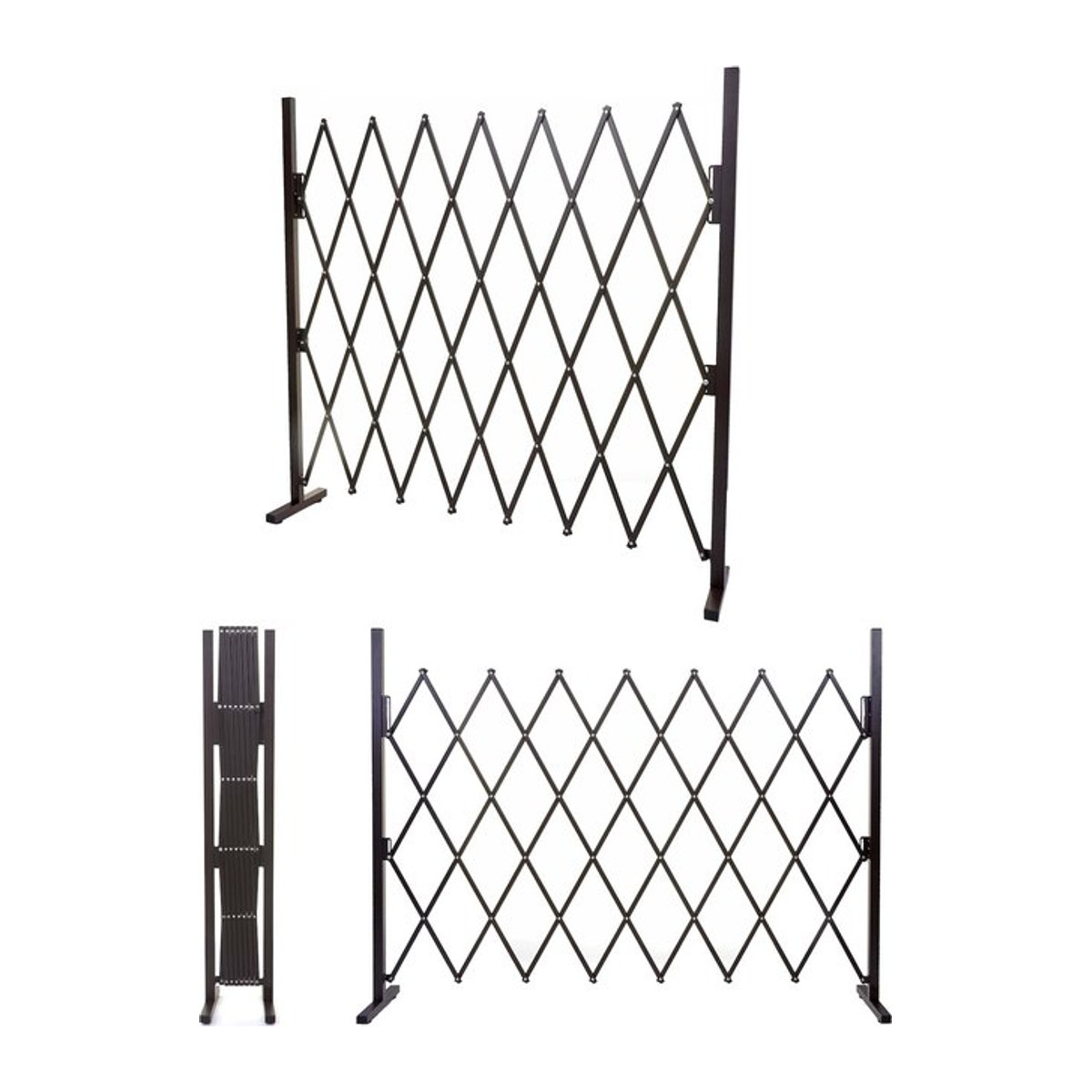 Ausziehbarer Absperrgitter MCW-B34 Scherengitter aus Aluminium in Braun, Höhe: 153 cm, Breite: 28-200 cm - Bild 1