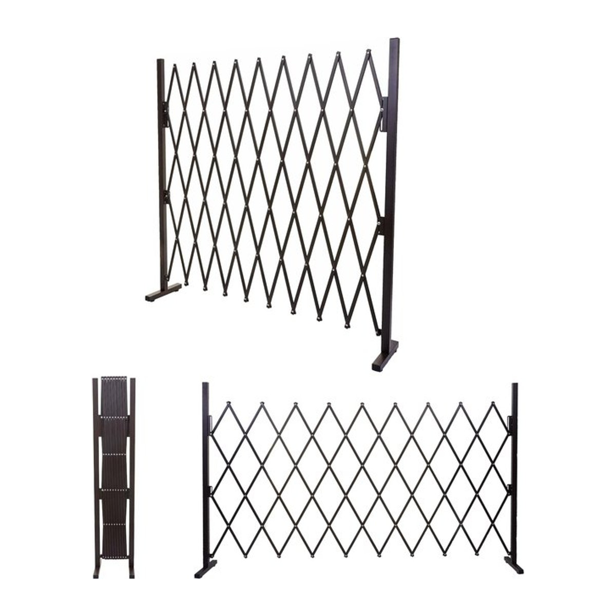 Ausziehbarer Absperrgitter MCW-B34 Scherengitter aus Aluminium in Braun, Höhe: 153 cm, Breite: 32-265 cm - Bild 1