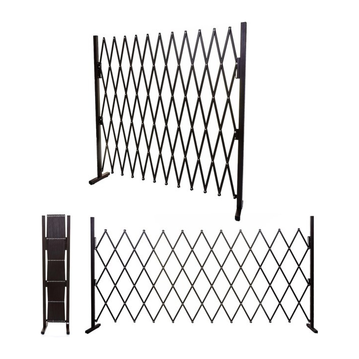 Ausziehbarer Absperrgitter MCW-B34 Scherengitter aus Aluminium in Braun, Höhe: 153 cm, Breite: 36-300 cm - Bild 1