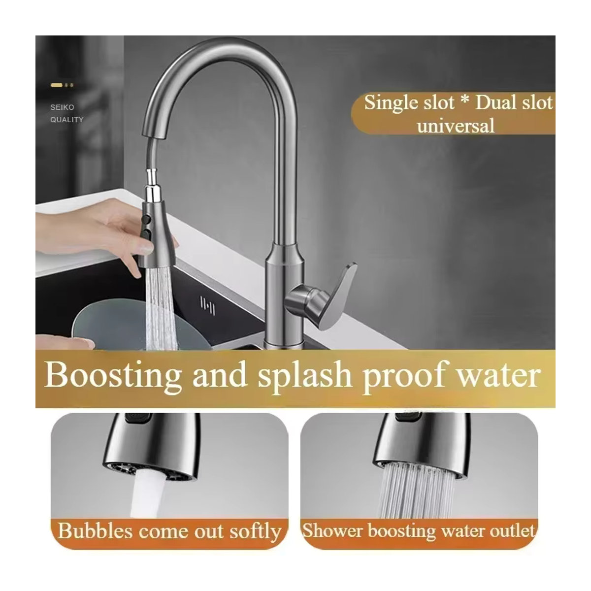 Ausziehbarer Küchenwasserhahn in Gun Grey und Kupfer-Optik für deine Küchenspüle - Bild 3