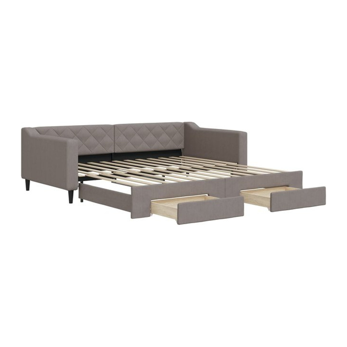 Ausziehbares Funktionsbett mit Schubladen von vidaxl in Taupe meliert aus Stoff und Metall, B/T: 200 x 100 cm - Bild 1