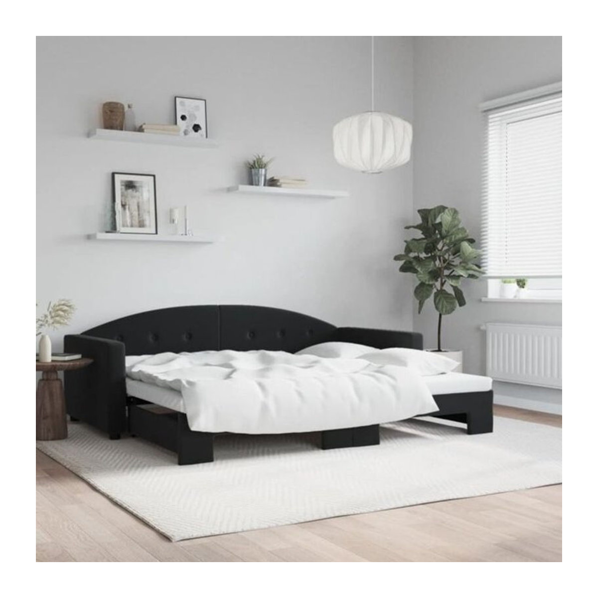 Ausziehbares Funktionsbett Vidaxl aus Samt und Metall in Schwarz B/T/H: 90 x 190 cm - Bild 1