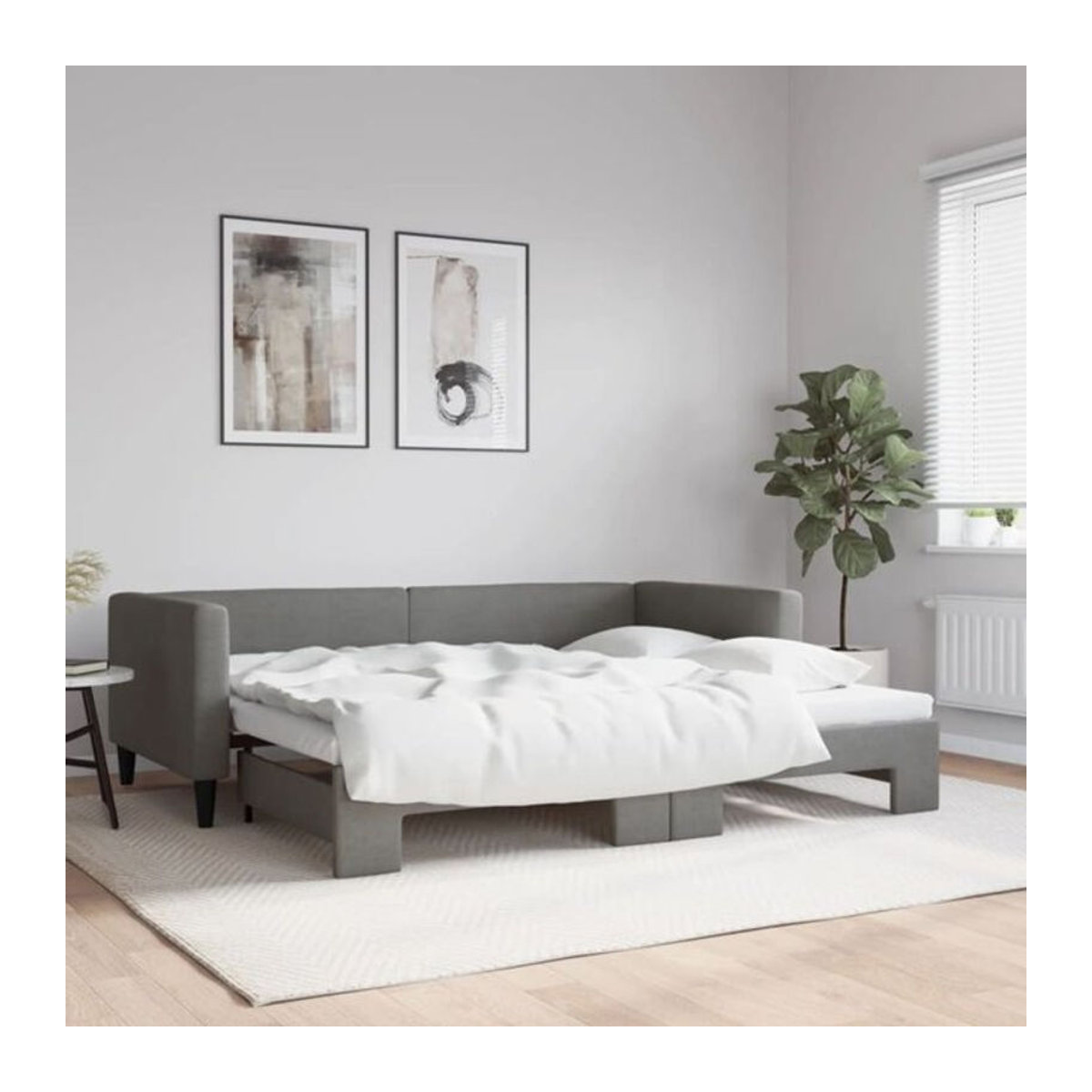 Ausziehbares Funktionsbett vidaxl in Anthrazit aus Stoff und Holz B/T/H: 200 x 90 x 68 cm - Bild 1