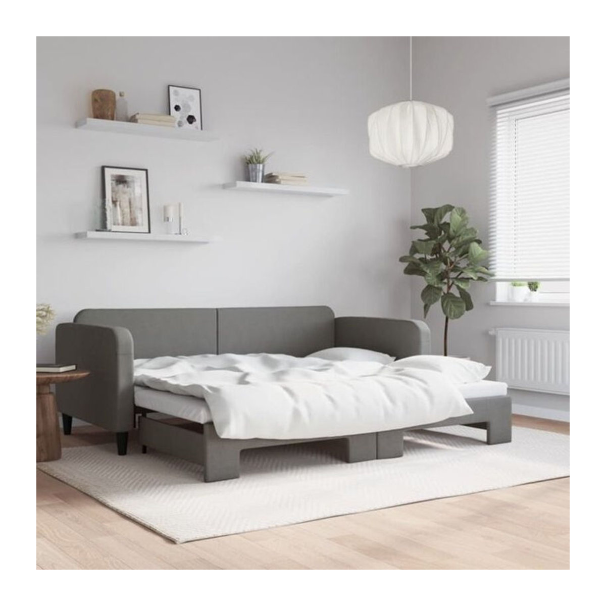 Ausziehbares Funktionsbett vidaxl in Anthrazit aus Stoff und Metall, B/T: 90 x 200 cm - Bild 1