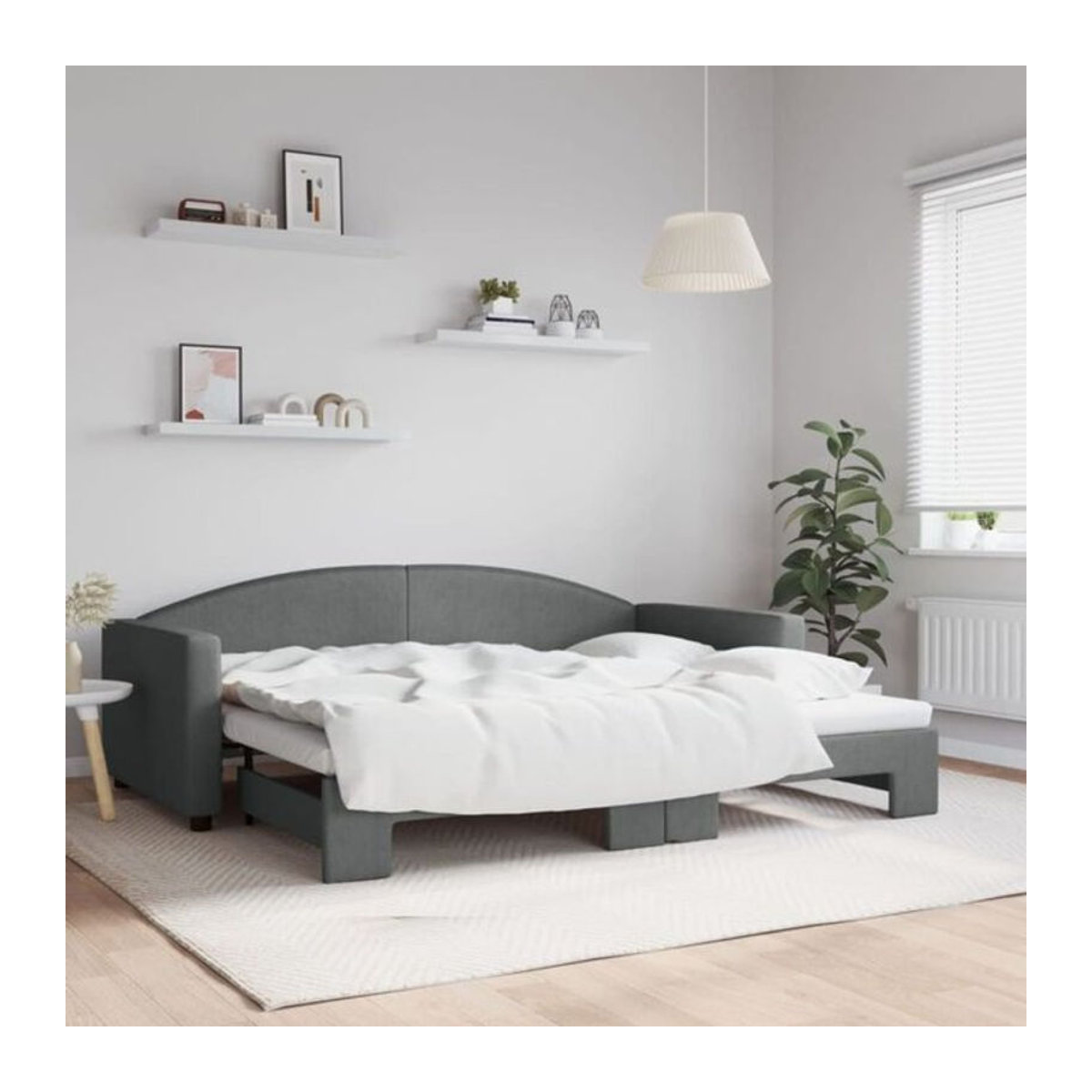 Ausziehbares Funktionsbett vidaxl in Anthrazit aus Stoff und Metall, B/T/H: 200 x 90 x 75 cm - Bild 1