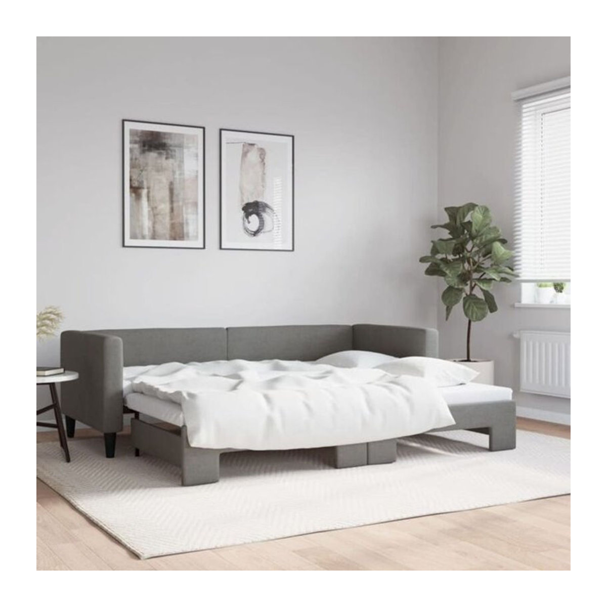 Ausziehbares Funktionsbett vidaxl in Anthrazit aus Stoff und Metall, B/T/H: 80 x 200 cm - Bild 1