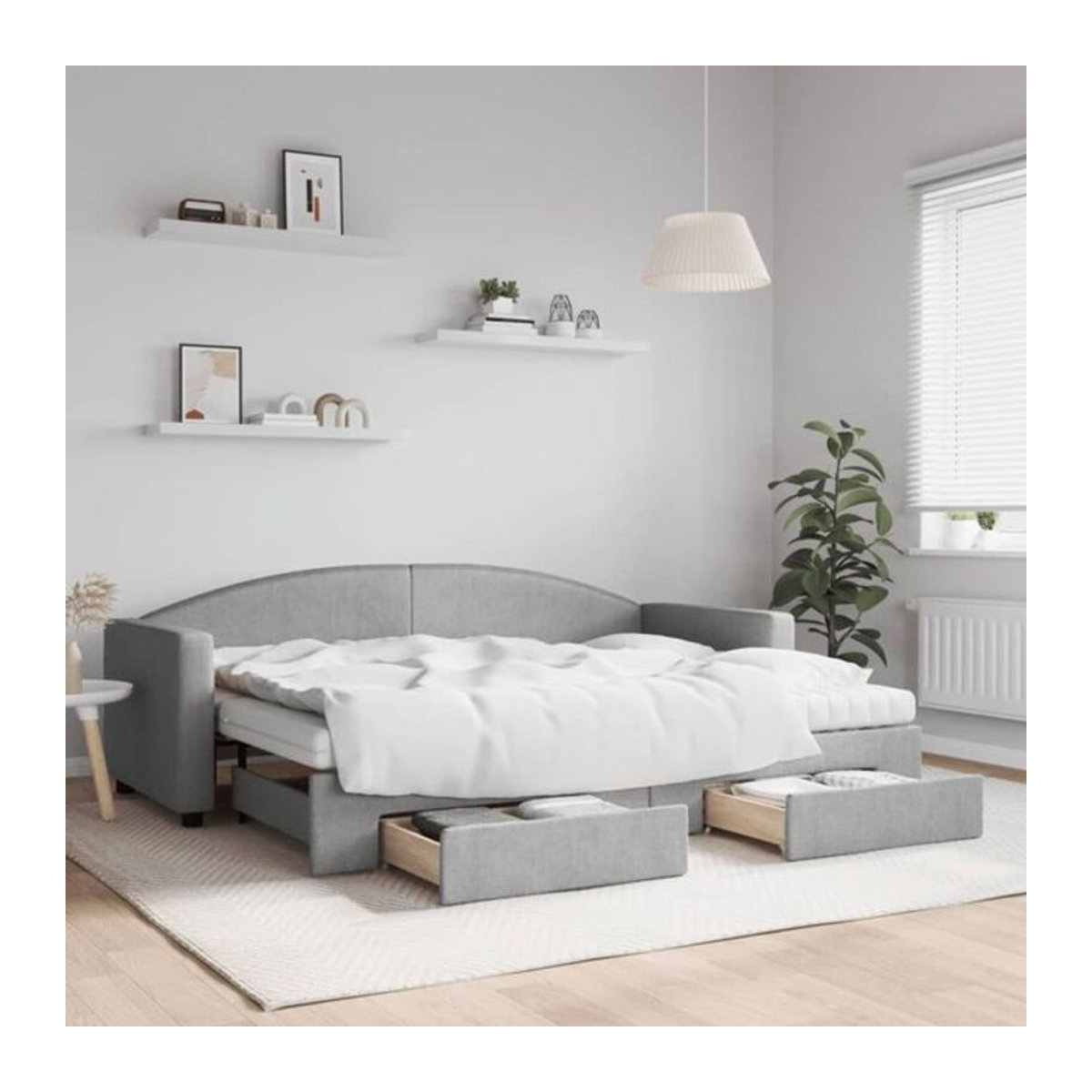 Ausziehbares Funktionsbett Vidaxl in Grau mit Schubladen aus Stoff und Metall, B/T: 200 x 80 cm - Bild 1