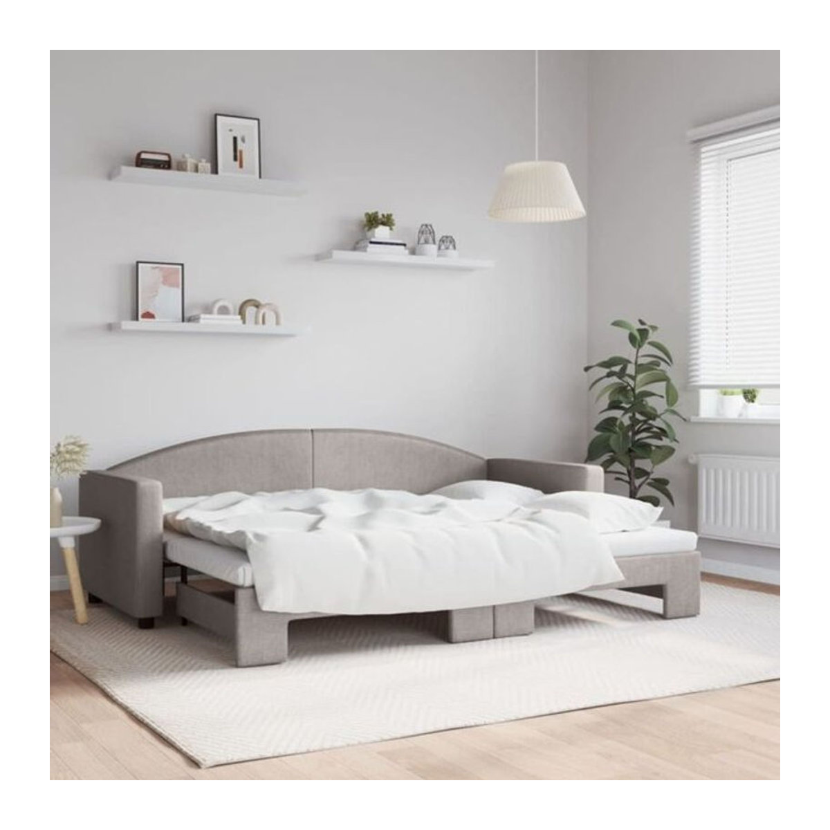 Ausziehbares Funktionsbett vidaxl in Taupe meliert aus Stoff und Metall, B/T: 200 x 80 cm - Bild 1