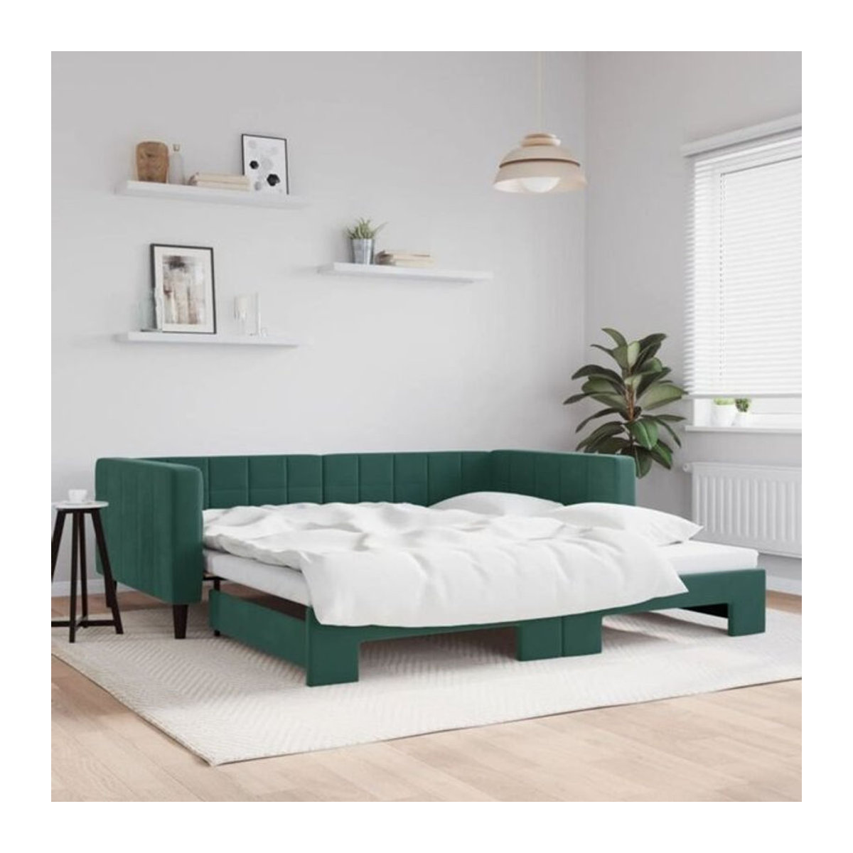 Ausziehbares Polsterbett Vidaxl aus Samt und Metall in Grün, B/T: 100 x 200 cm - Bild 1