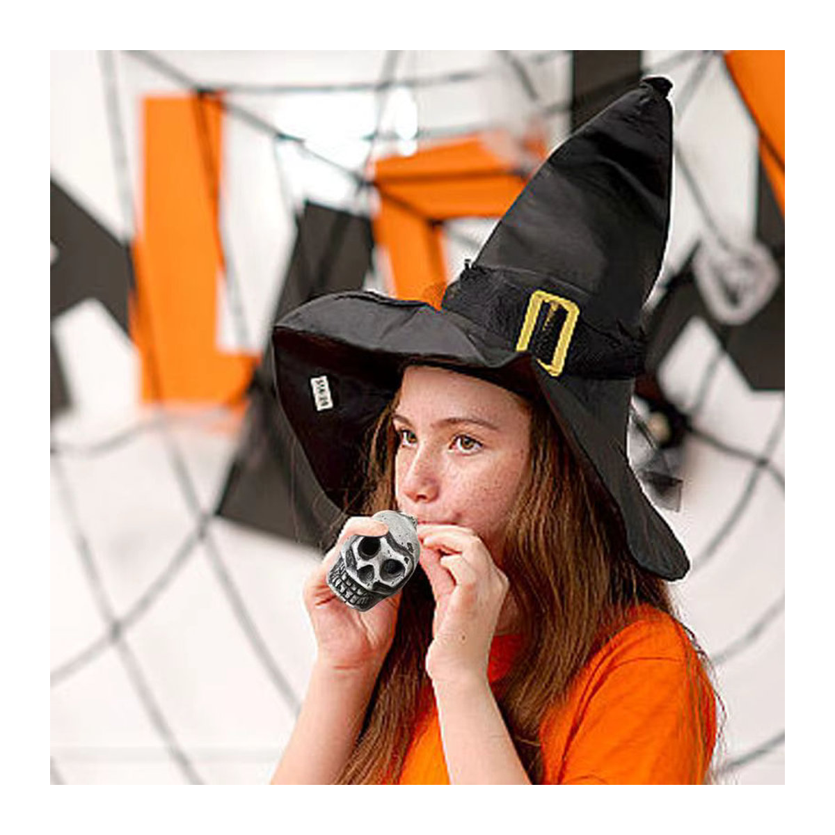 Authentische Aztekenpfeife in Form eines menschlichen Schädels aus weißer Keramik für Halloween - Bild 5