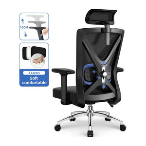 AUTHMIC Ergonomischer Bürostuhl in Schwarz mit Mesh-Rückenlehne und Lordosenstütze