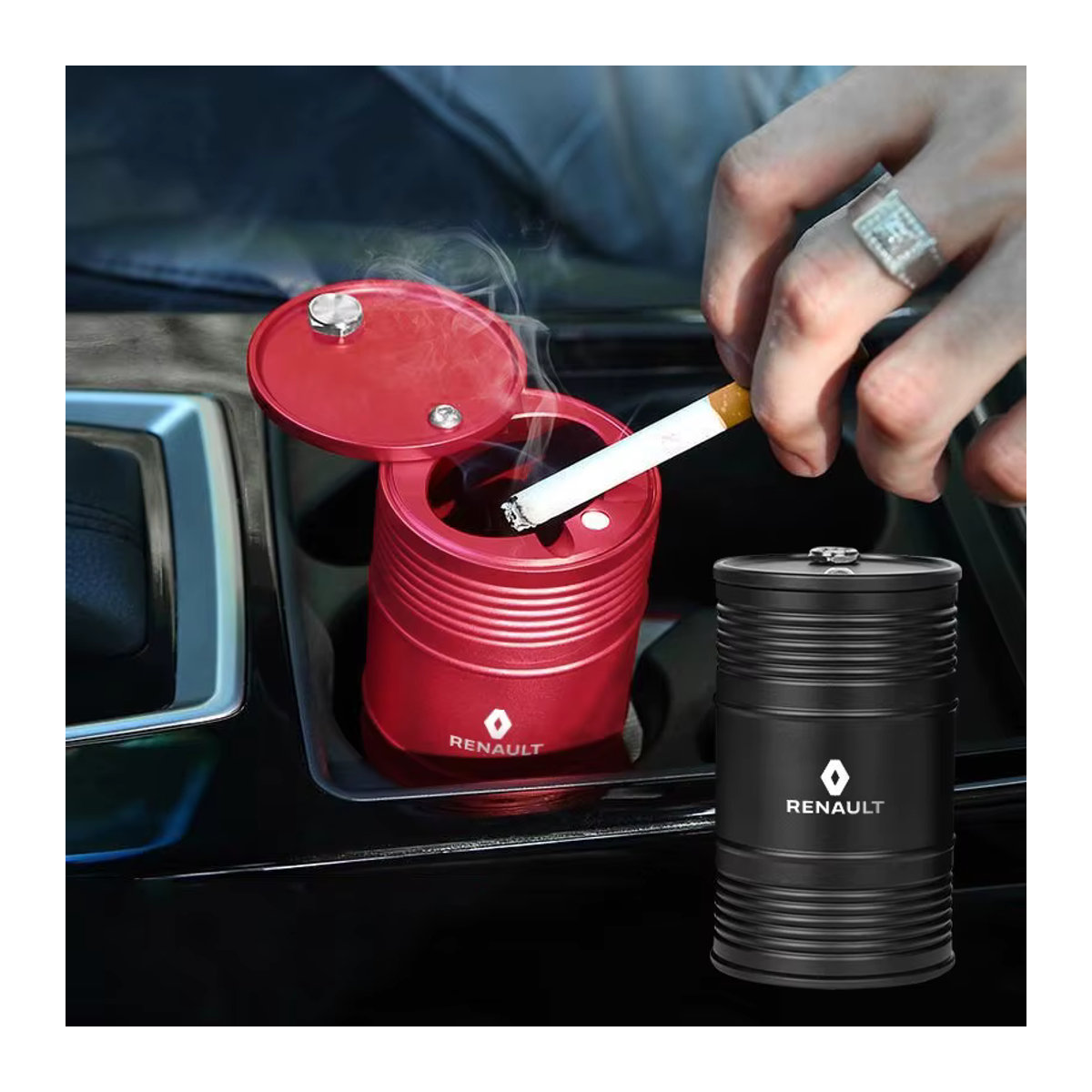 Auto-Aschenbecher aus Aluminiumlegierung für Renault in Schwarz - Bild 4