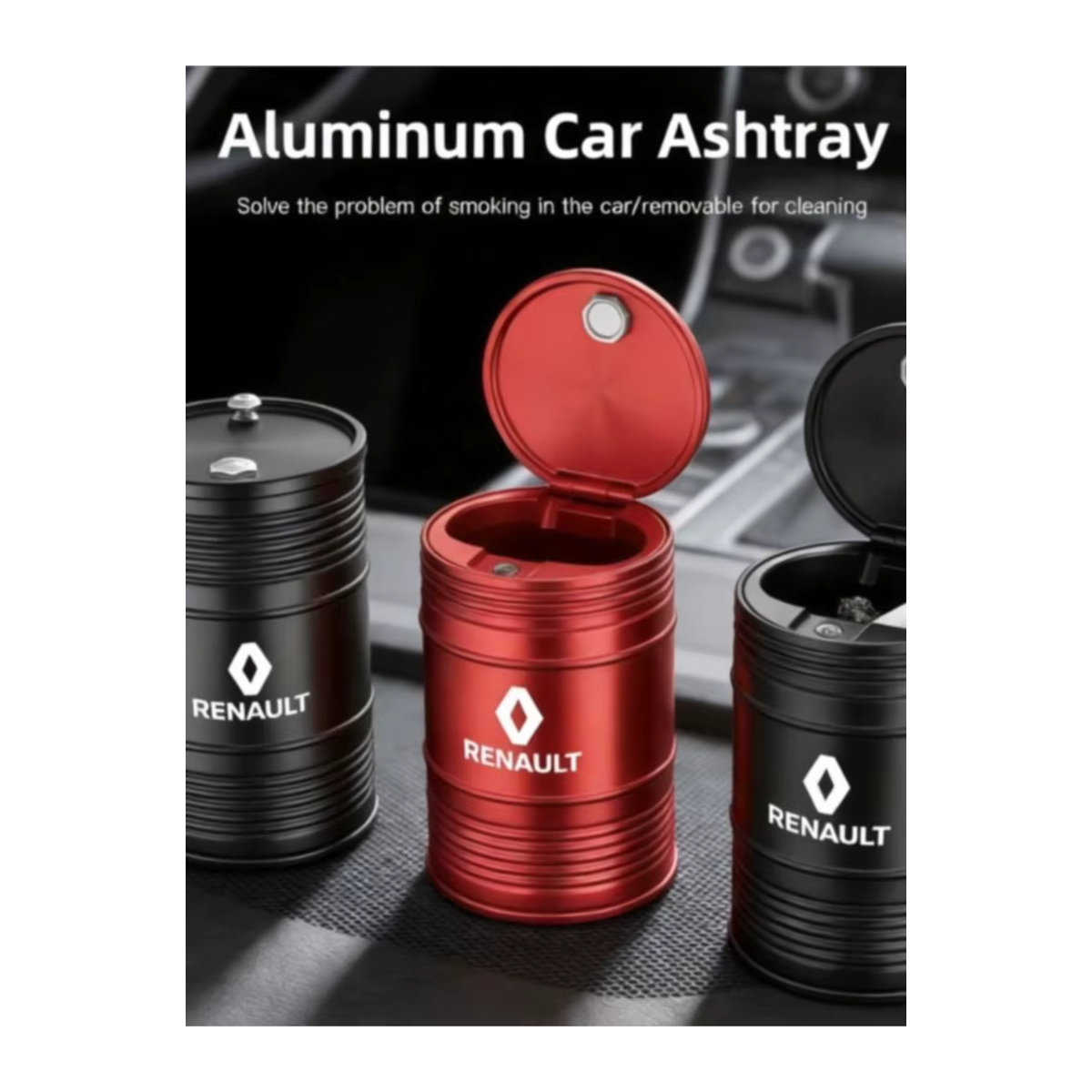 Auto-Aschenbecher aus Aluminiumlegierung für Renault in Schwarz - Bild 7