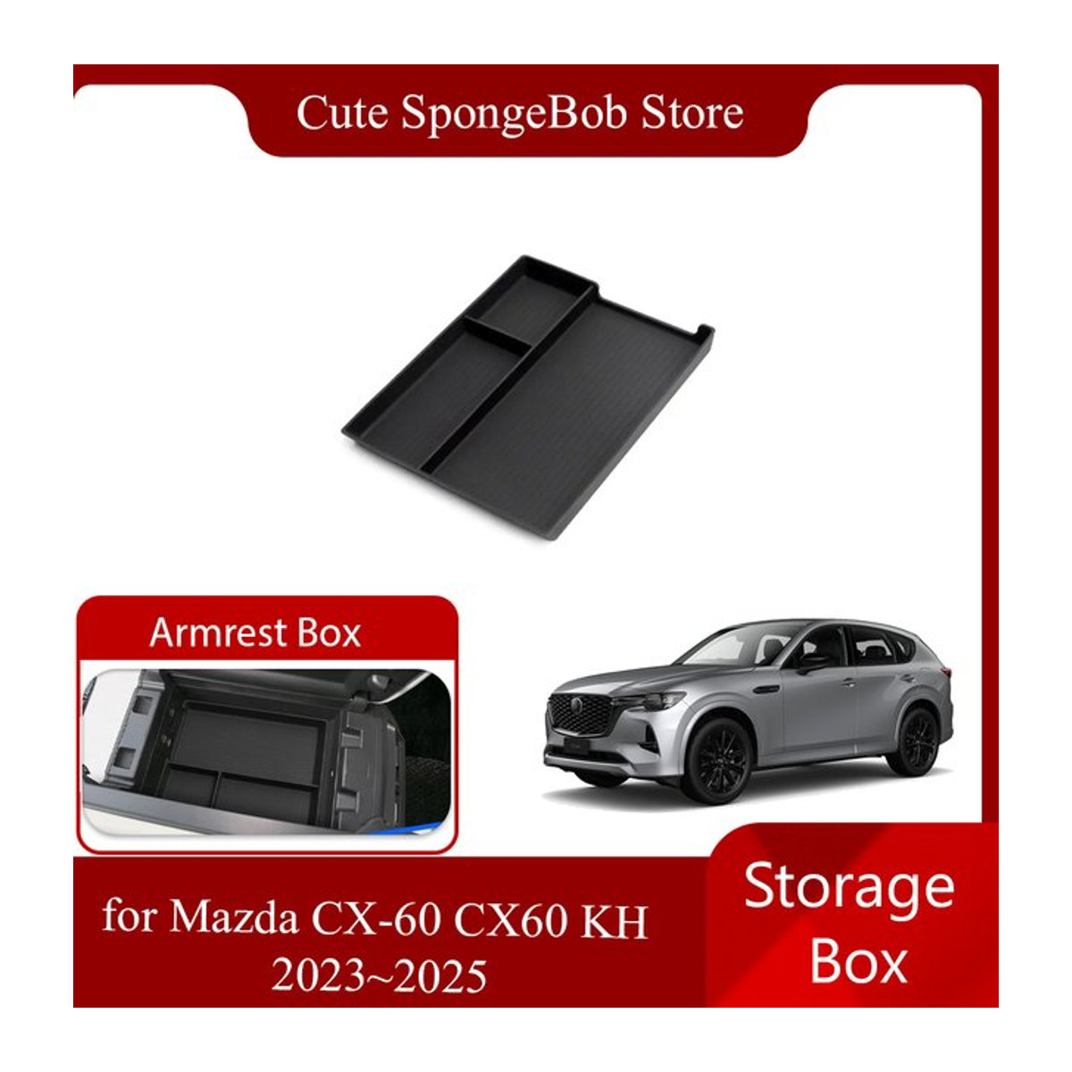 Auto-Aufbewahrungsbox für Mazda CX-60 (2023-2025) als Organizer für die Armlehne und Mittelkonsole, Schwarz - Bild 1