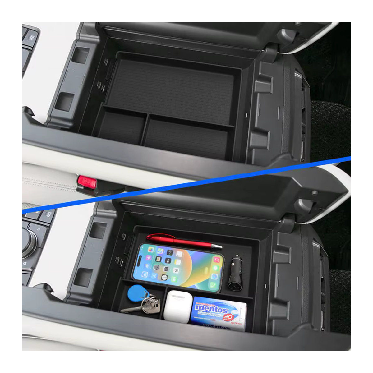 Auto-Aufbewahrungsbox für Mazda CX-60 (2023-2025) als Organizer für die Armlehne und Mittelkonsole, Schwarz - Bild 2