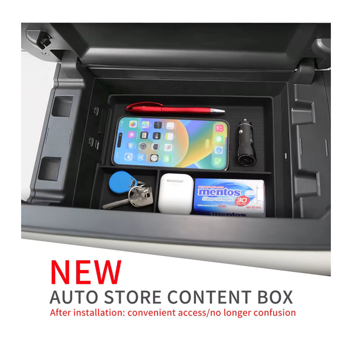 Auto-Aufbewahrungsbox für Mazda CX-60 (2023-2025) als Organizer für die Armlehne und Mittelkonsole, Schwarz - Bild 4