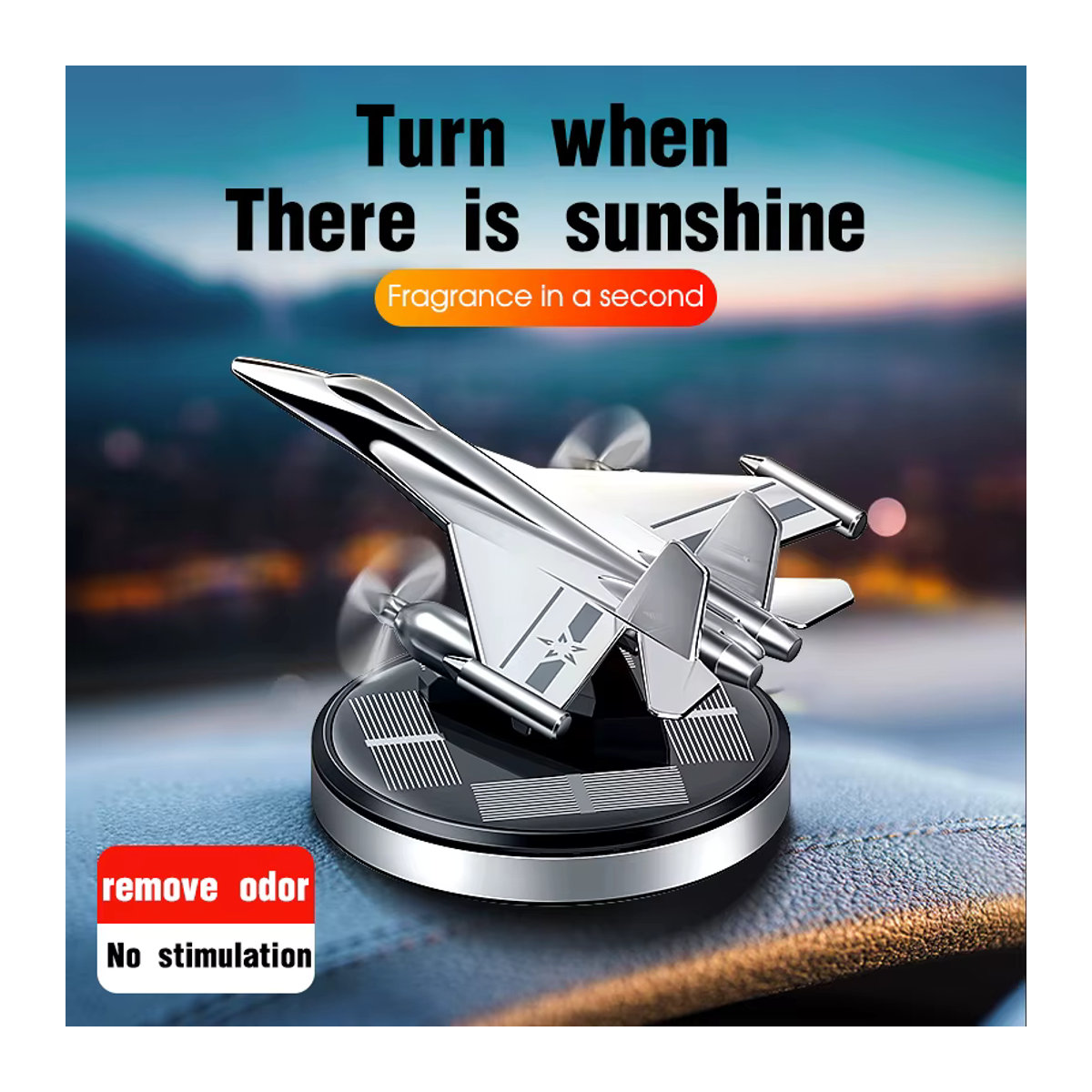 Auto Lufterfrischer Solar Fighter Propeller Aroma Duft Diffusor aus Metall in Silber - Bild 4