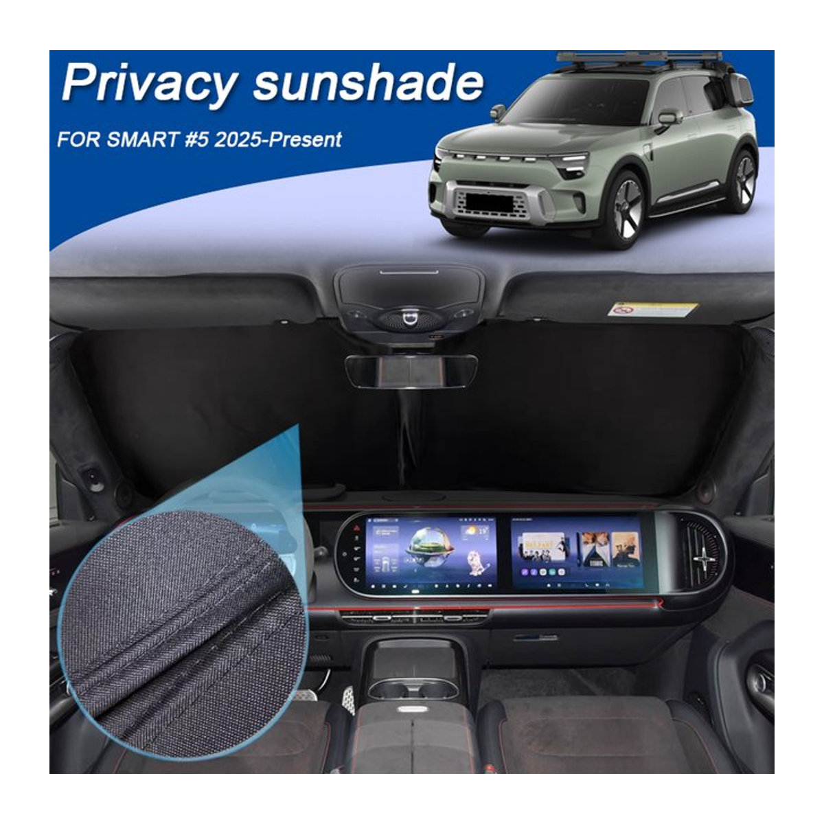 Auto-Sonnenschutz für Smart # 5 ab 2025 in Schwarz zur Anti-UV-Wärmeisolierung und als Schutzabdeckung - Bild 1
