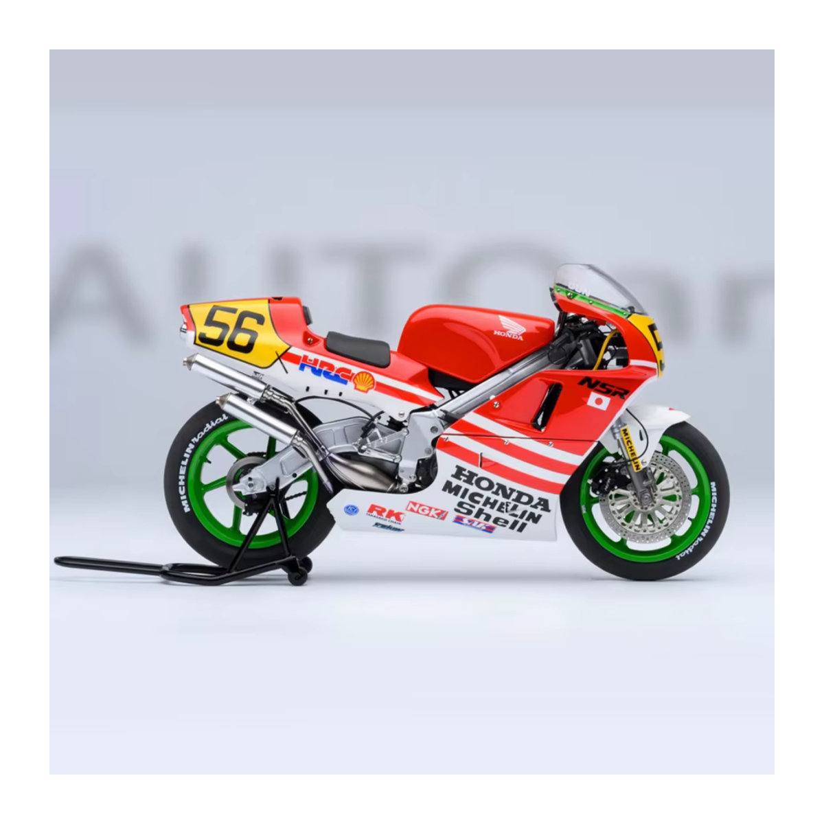 Autoart Honda NSR500 Baribari Legend Motorradmodell im Maßstab 1:12, rot gestreift - Bild 4