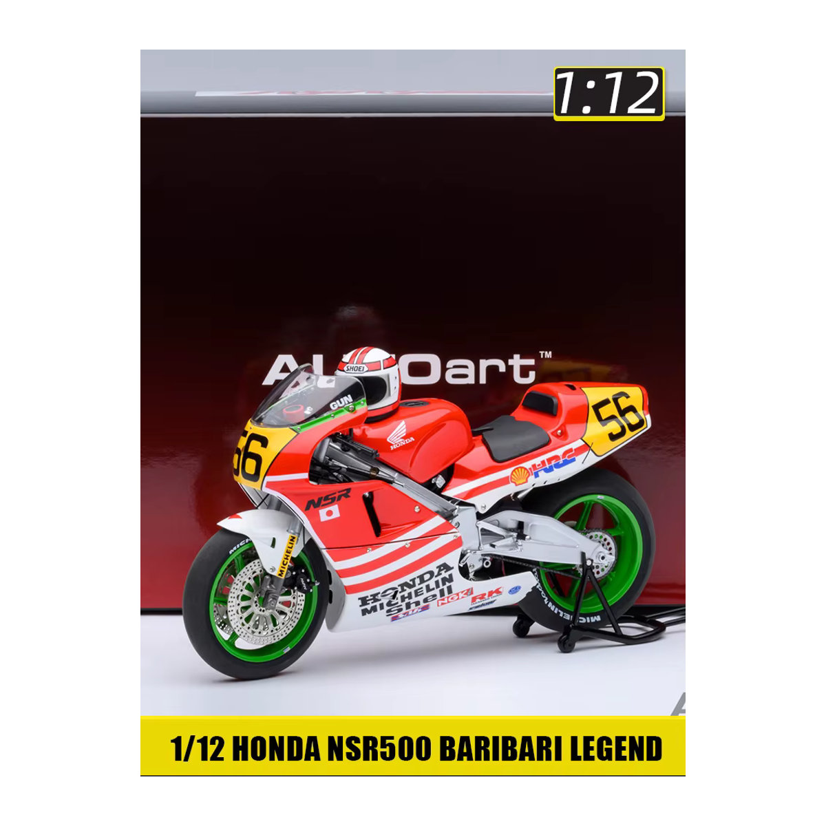 Autoart Honda NSR500 Baribari Legend Motorradmodell im Maßstab 1:12, rot gestreift - Bild 7