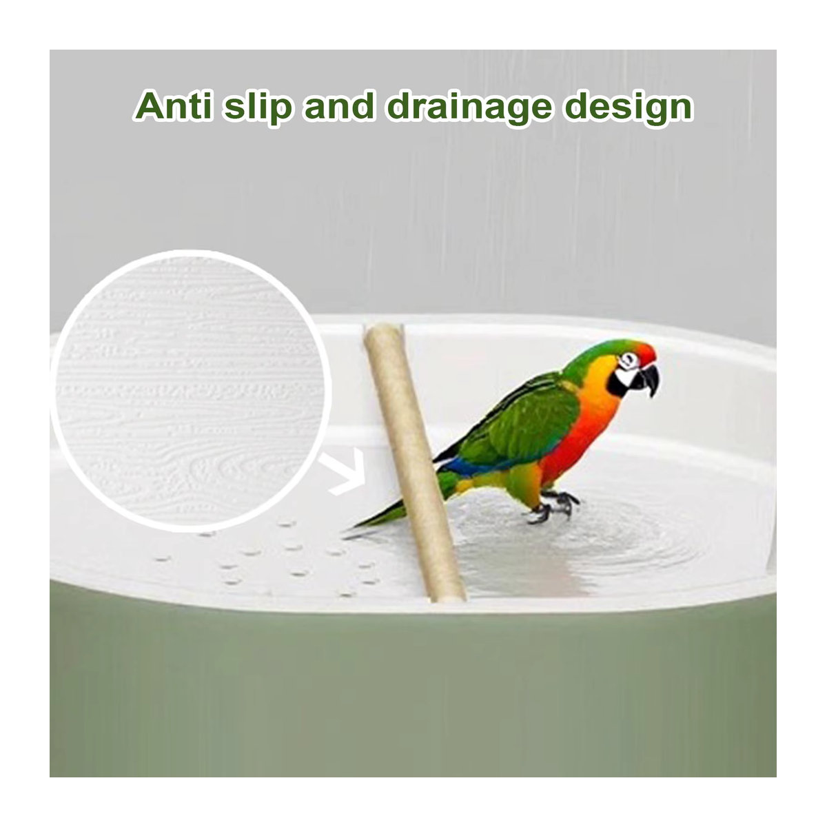 Automatische Zirkulationswasserbadewanne in Grün für Vögel wie Wellensittiche, Nymphensittiche, Finken und Kakadus - Bild 4