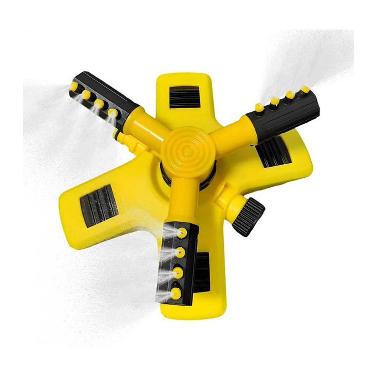 Automatischer 360-Grad Rasensprinkler in Gelb aus Kunststoff mit einstellbarem Spray für die Grasbewässerung - Bild 1