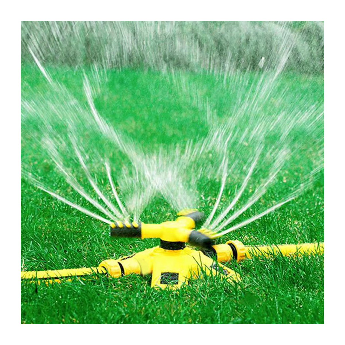 Automatischer 360-Grad Rasensprinkler in Gelb aus Kunststoff mit einstellbarem Spray für die Grasbewässerung - Bild 2