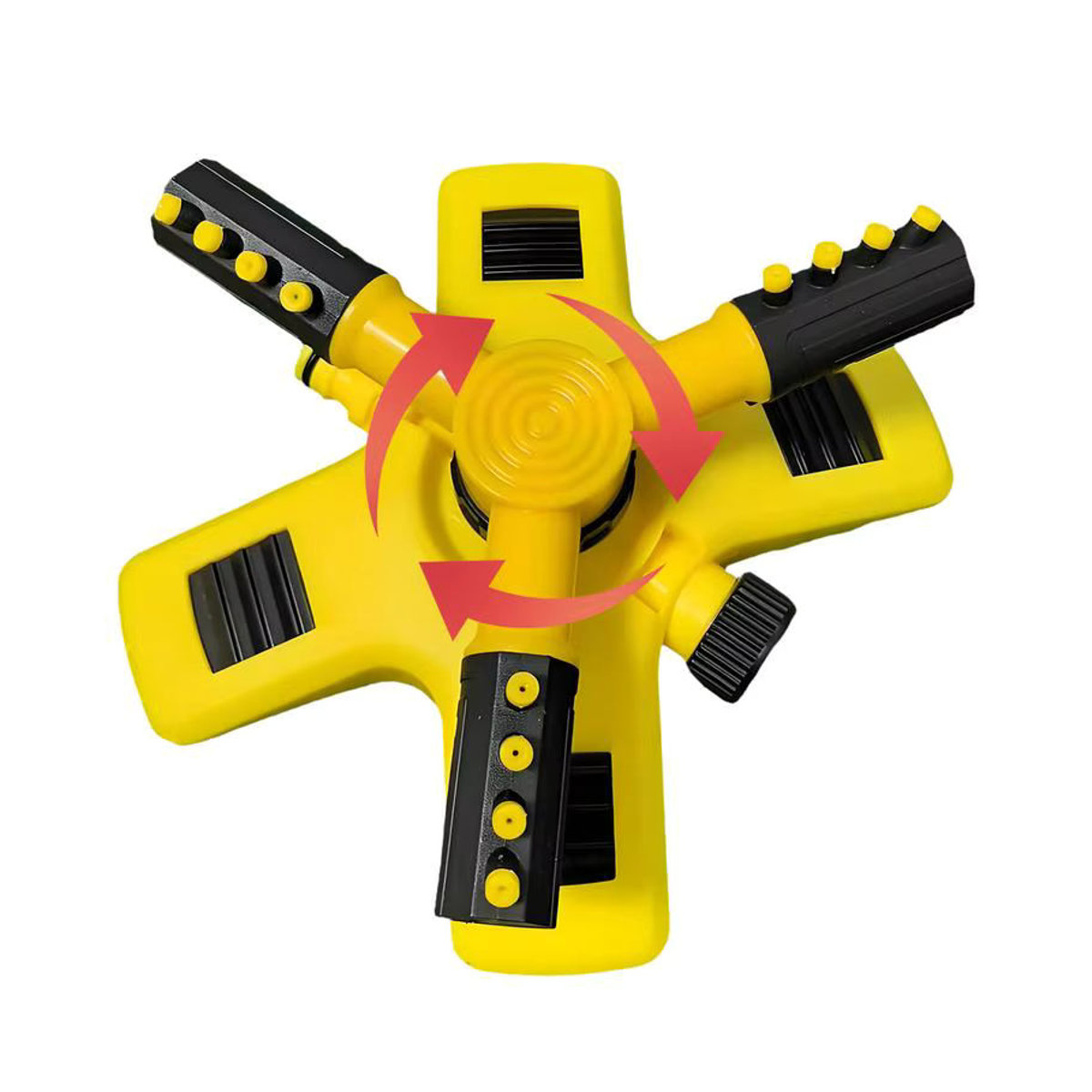Automatischer 360-Grad Rasensprinkler in Gelb aus Kunststoff mit einstellbarem Spray für die Grasbewässerung - Bild 5