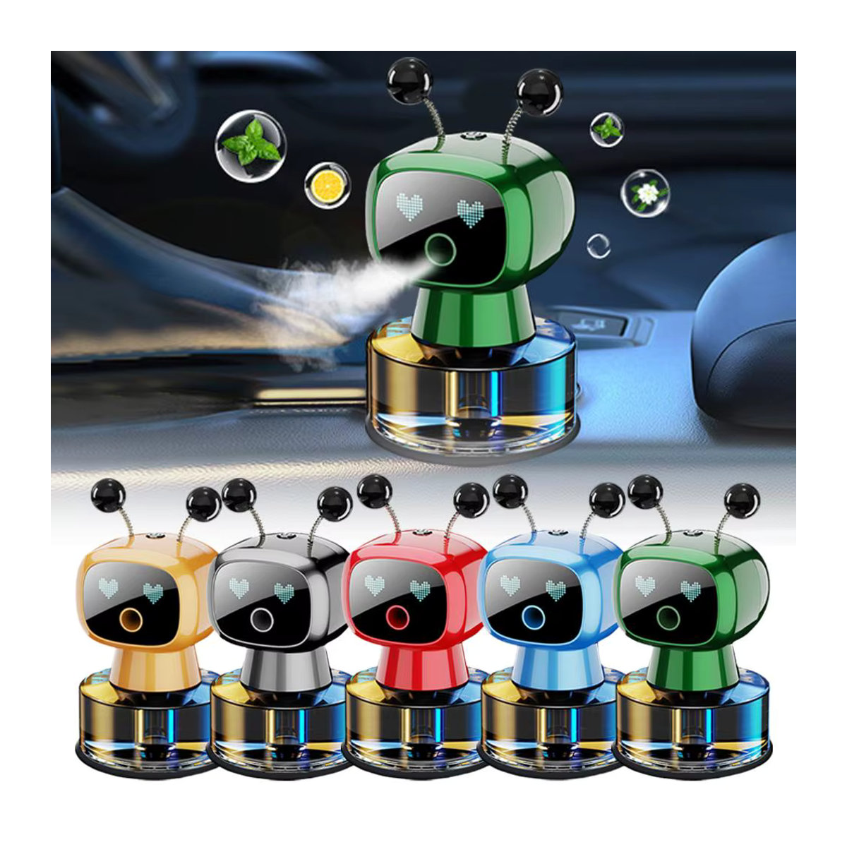 Automatischer Auto-Lufterfrischer mit Smart-Aromatherapie-Roboter und Spray-Funktion, mehrfarbig - Bild 2
