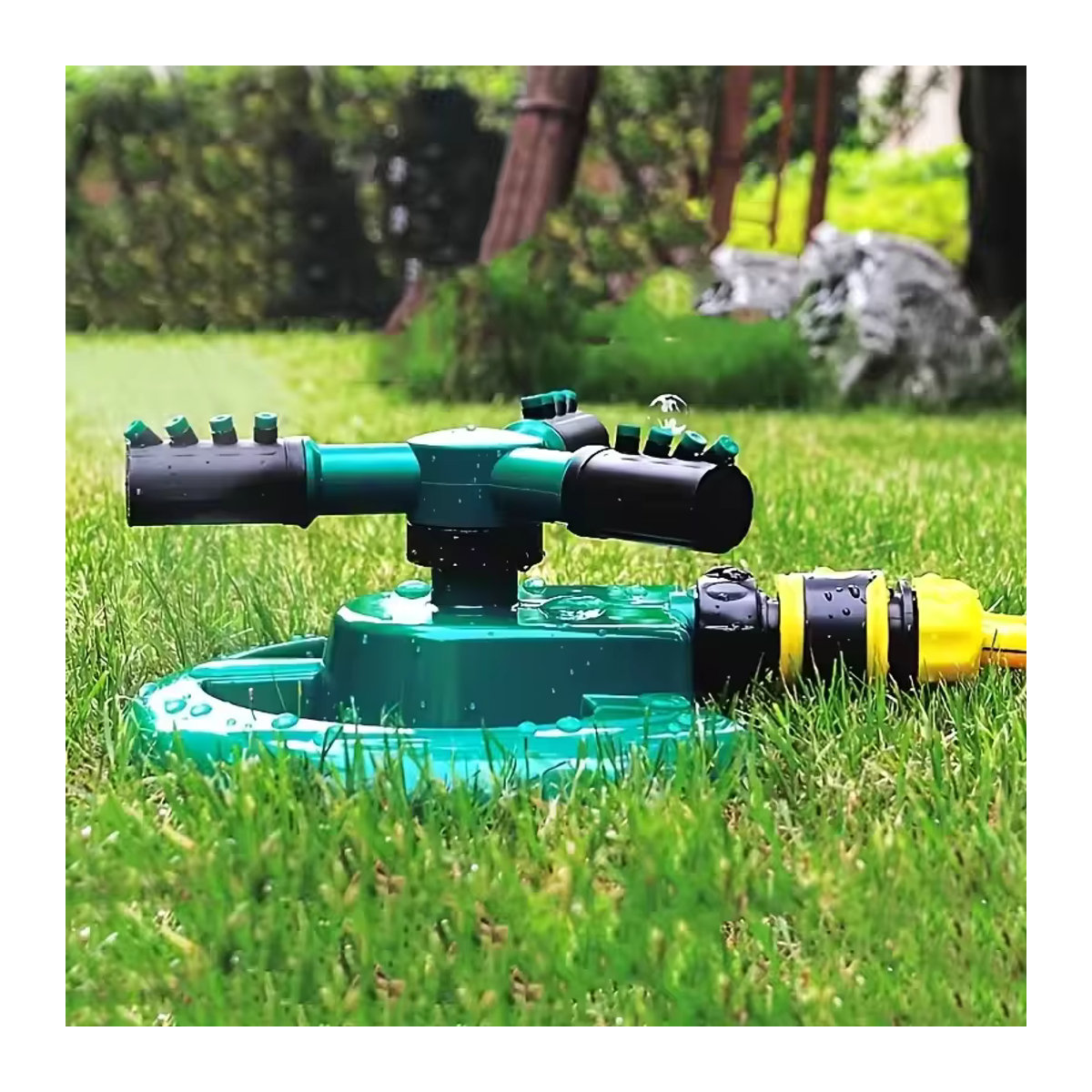 Automatischer rotierender 360 Grad Sprinkler in Grün für die Rasenbewässerung und den Garten - Bild 3