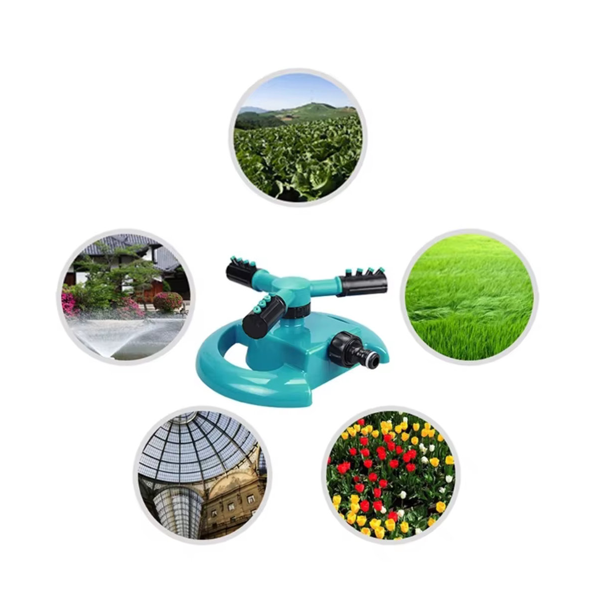 Automatischer rotierender 360 Grad Sprinkler in Grün für die Rasenbewässerung und den Garten - Bild 6