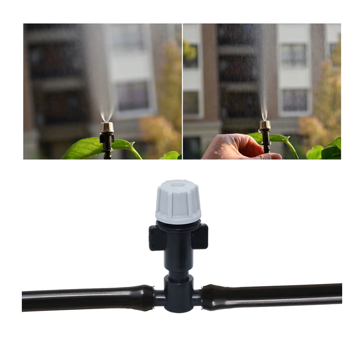 Automatisches Bewässerungssystem mit 10 m Gartenschlauch und Nebeldüsen in Schwarz für Terrasse, Rasen und Gewächshaus mit 4–7 mm Anschluss - Bild 3