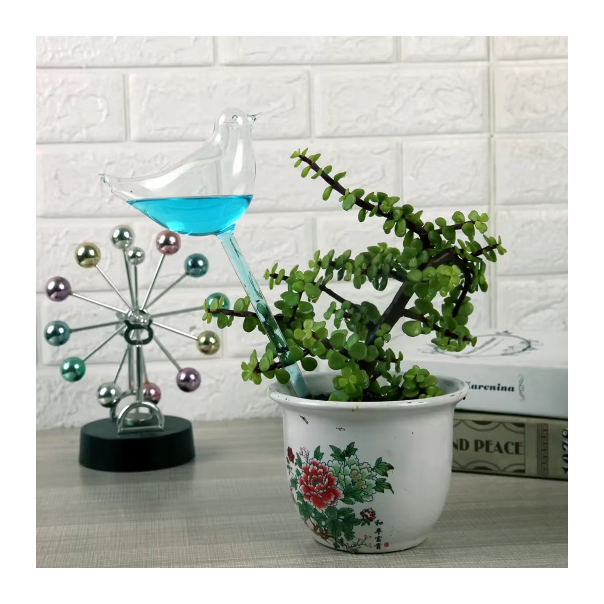 Automatisches Blumenbewässerungsgerät in Vogelform mit Glaskugeln zur selbstständigen Tropfbewässerung für Garten und Zuhause - Bild 5