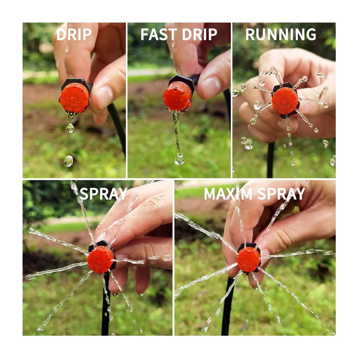 Automatisches Garten Tropfbewässerungssystem Kit mit einstellbaren Düsen und Micro-Sprinklern für Bonsai, Topfpflanzen, Blumen und Gemüse, Schwarz, 5m - Bild 2