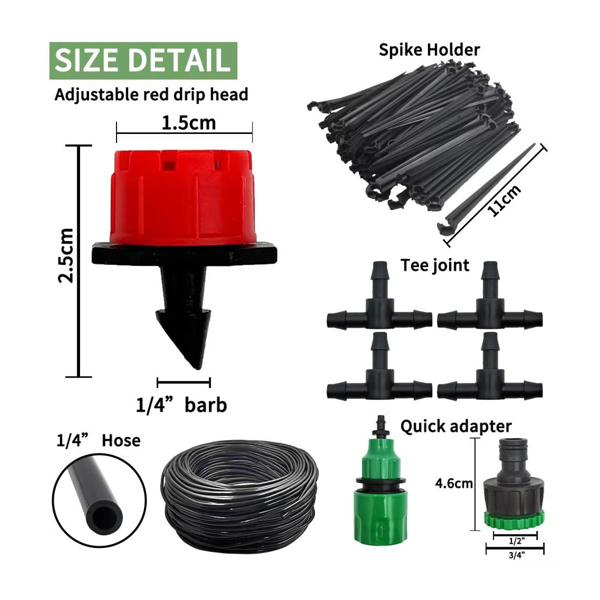Automatisches Garten Tropfbewässerungssystem Kit mit einstellbaren Düsen und Micro-Sprinklern für Bonsai, Topfpflanzen, Blumen und Gemüse, Schwarz, 5m - Bild 4