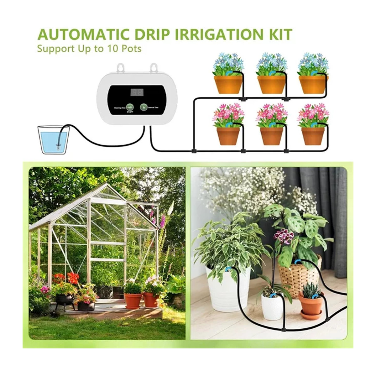Automatisches Solar-Tropfbewässerungssystem für Garten, Balkon und Gewächshaus in Weiß - Bild 1