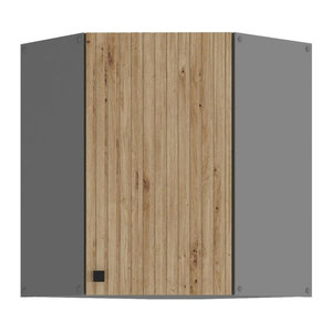 AVA Artisan Eckhängeschrank in Eiche Natur mit Lamellenoptik B/T: 60 x 60 cm