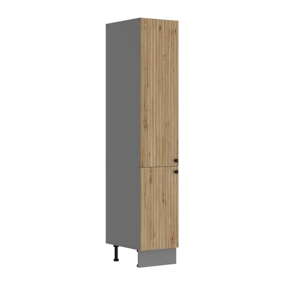 AVA Artisan Hochschrank Vorratsschrank in Eiche Natur mit Lamellenoptik, Breite: 40 cm - Bild 1