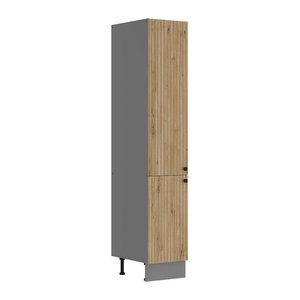 AVA Artisan Hochschrank Vorratsschrank in Eiche Natur mit Lamellenoptik, Breite: 40 cm