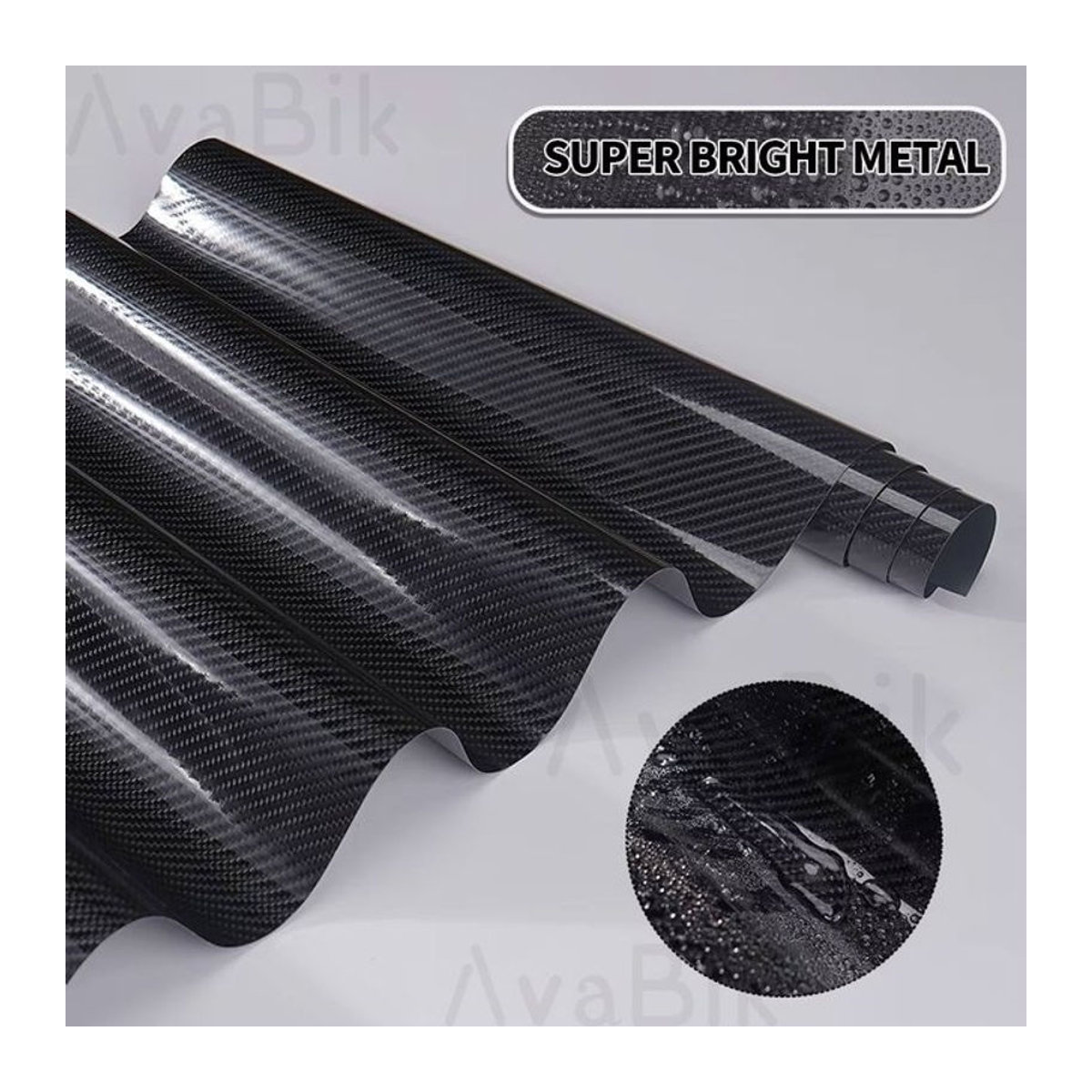 AvaBik 6D Glänzend Schwarz Carbon Faser Vinyl Folie mit Air Release Klebstoff für Auto Motorrad und Roller B/H: 30 x 50 cm und 50 x 100 cm - Bild 1