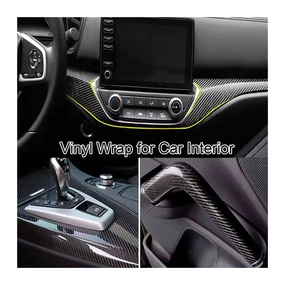 AvaBik 6D Glänzend Schwarz Carbon Faser Vinyl Folie mit Air Release Klebstoff für Auto Motorrad und Roller B/H: 30 x 50 cm und 50 x 100 cm - Bild 5