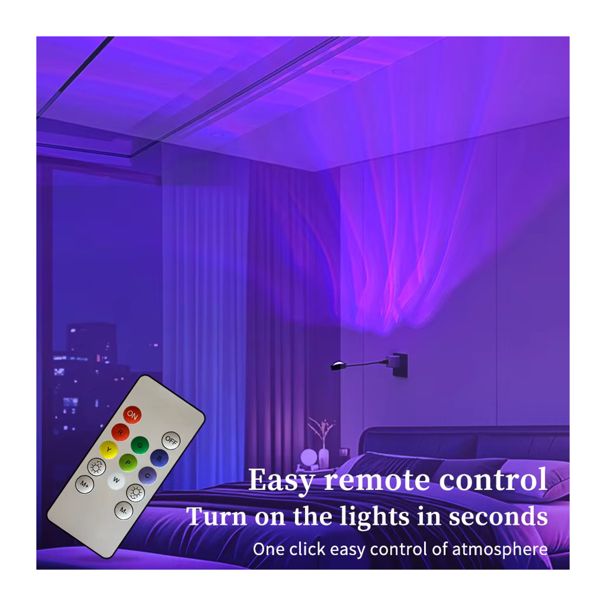 AVACOM Aurora-Projektionslicht in Wasserwellenform mit Farbwechsel, USB-Plug-in, Touch- und Fernbedienung, Bunt - Bild 3