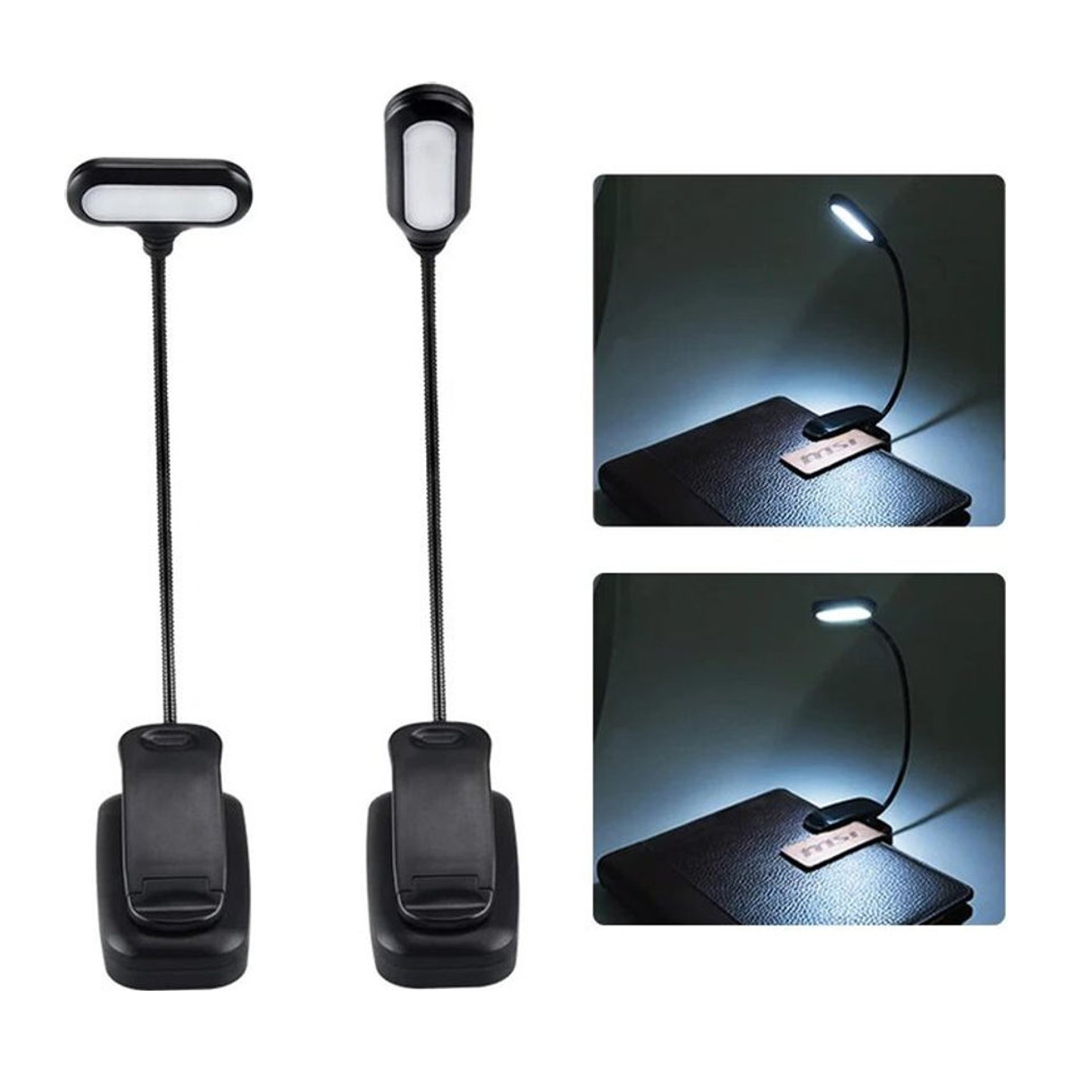 AVACOM LED Clip-On Tischlampe Schwarz Minimalistisch Batteriebetrieben - Bild 1