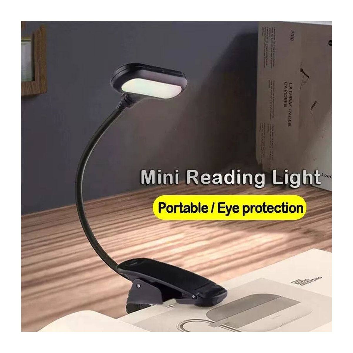 AVACOM LED Clip-On Tischlampe Schwarz Minimalistisch Batteriebetrieben - Bild 3
